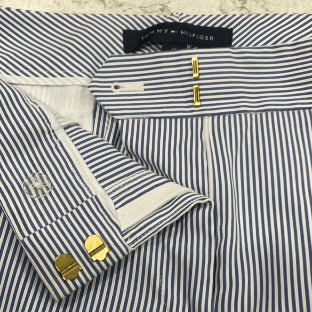 TOMMY HILFIGER white ankle pants with and white stripes size 10 - Picture 8 of 14
